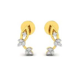 Yellow Gold Stone-Studded Stud Earrings-image-36