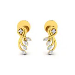 Yellow Gold Stone-Studded Stud Earrings-9
