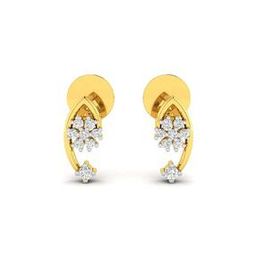 Yellow Gold Stone-Studded Stud Earrings-image-21