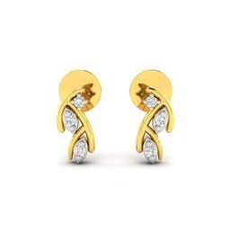 Yellow Gold Stone-Studded Stud Earrings-image-31