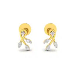 Yellow Gold Stone-Studded Stud Earrings-image-99