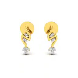 Yellow Gold Stone-Studded Stud Earrings-image-29