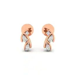 Yellow Gold Rose-Gold-Plated Stone-Studded Stud Earrings-image-1