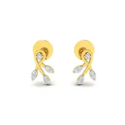 Yellow Gold Stone-Studded Stud Earrings-image-37