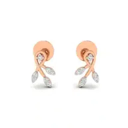 Yellow Gold Rose-Gold-Plated Stone-Studded Stud Earrings-image-60