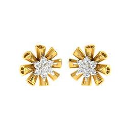 Yellow Gold Stone-Studded Stud Earrings-image-58