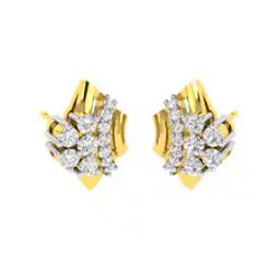 Yellow Gold Stone-Studded Stud Earrings-13