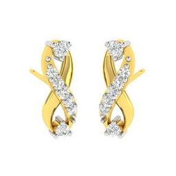 Yellow Gold Stone-Studded Stud Earrings-image-25
