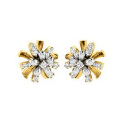 Yellow Gold Stone-Studded Stud Earrings-image-20