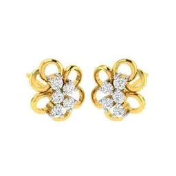 Yellow Gold Stone-Studded Stud Earrings-14