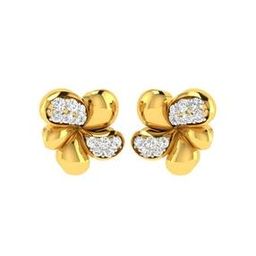 Yellow Gold Stone-Studded Stud Earrings-image-24