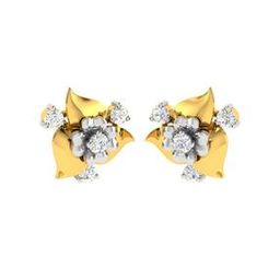 Yellow Gold Stone-Studded Stud Earrings-image-14
