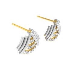 Set of 2 Yellow Gold Stone-Studded Stud Earrings-image-16