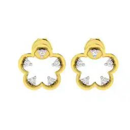 Yellow Gold Stone-Studded Stud Earrings-image-28