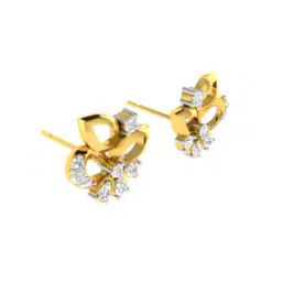 Yellow Gold Stone-Studded Stud Earrings-18