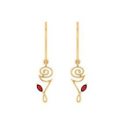 Yellow Gold Floral Design Drop Earrings-image-16