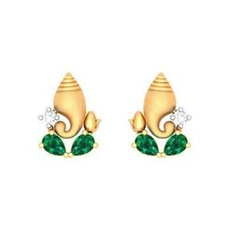 Yellow Gold Stone-Studded Stud Earrings-image-86