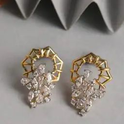 Sterling Sliver Stone-Studded Stud Earrings-image-74