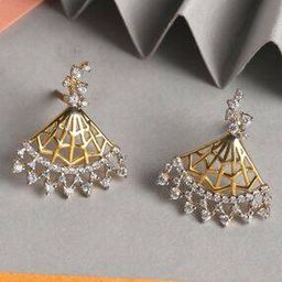 Sterling Sliver Gold-Plated Stone-Studded Stud Earrings-image-17