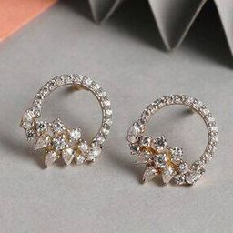 Sterling Sliver Gold-Plated Stone-Studded Stud Earrings-image-55