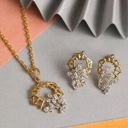 Sterling Silver Stone-Studded Pendant & Earrings Set-image-13