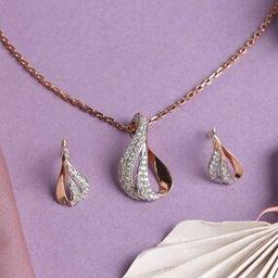 Sterling Silver Stone-Studded Pendant & Earrings Set-image-35