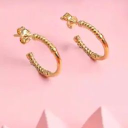 Sterling Sliver Gold-Plated Stone-Studded Hoop Earrings-image-19