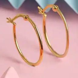 Sterling Sliver Gold-Plated Round Shape Hoop Earrings-image-81