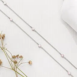 Sterling Silver Cubic Zirconia-Studded Anklet-image-26