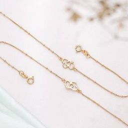 Women Sterling Silver Hearts in Harmony Anklets-image-4