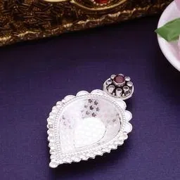 osasbazaar Sterling Silver Diya with Stone Work Silver Articles-picture-10