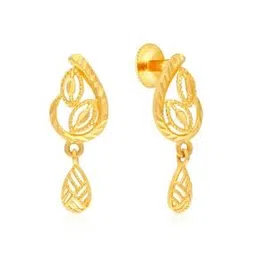 Yellow Gold Geometric Design Drop Earrings-image-25