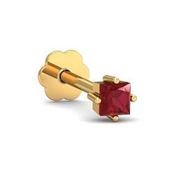 Yellow Gold Ruby Square Nose Stud-image-28