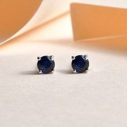 925 Sterling Silver Round Blue Sapphire Solitaire Stud Earrings-picture-33