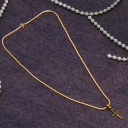 Sterling Silver Gold-Plated Cross Pendant with Chain-image-31