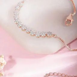 Rose Gold-Plated Sterling Silver Stone-Studded Bracelet-image-87
