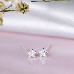 Sterling Silver Star Zircon Stud Earrings-image-15