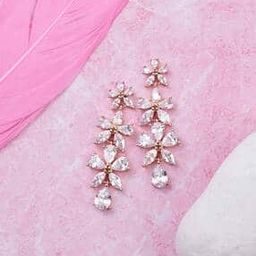 Sterling Silver Floral Drop Earrings-image-68