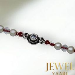 Sterling Silver Beaded Floral Rakhi-image-103