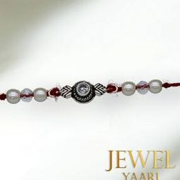 Sterling Silver Beaded Floral Rakhi-image-104