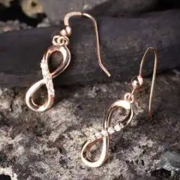 Sterling Silver Rose Gold Plated Infinity Shaped Drop Earrings-image-55