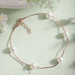 Rose Gold-Plated Sterling Silver Divine Pearl Link Bracelet-image-6