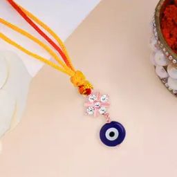 Men Sterling Silver Rose Gold-Plated Lumba Evil Eye Rakhi-2