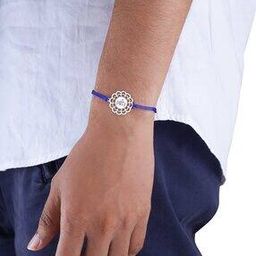 Sterling Silver Rakhi & Coconut with Roli Chawal Chopda Set-image-109