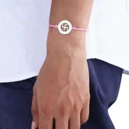 Sterling Silver Rakhi & Coconut with Roli Chawal Chopda Set-image-110