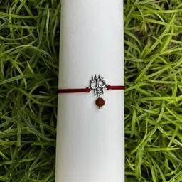 Sterling Silver Trishul with Rudraksha Rakhi-image-0