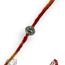 925 Sterling Silver Lord Ganesh Rakhi with Original Kumkum Chawal Box-image-63