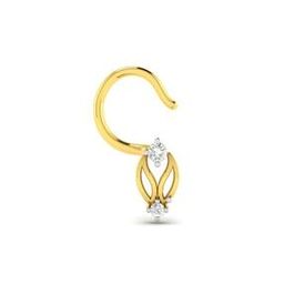 Yellow Gold Diamond-Studded Janavi Nose Pin-image-6