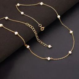 Sterling Silver Gold-Plated Pearl Necklace-image-96