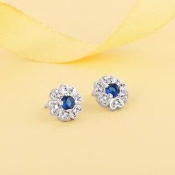Sterling Silver Stone Bloom Stud Earrings-image-40